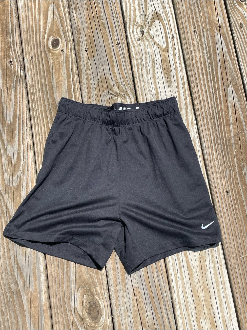 Nike Women's Black Athletic Shorts with White Swoosh